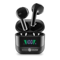 Music Sound, Spark TWS Hoofdtelefoon, Bluetooth, draadloos, led-display, 30 uur afspelen, automatische koppeling, touch-bediening op de oordopjes, zwart - thumbnail