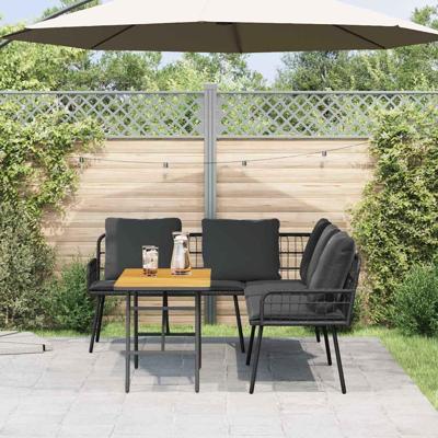 Tuinbankenset 2 pcs Zwart poly rattan