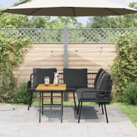 Tuinbankenset 2 pcs Zwart poly rattan - thumbnail
