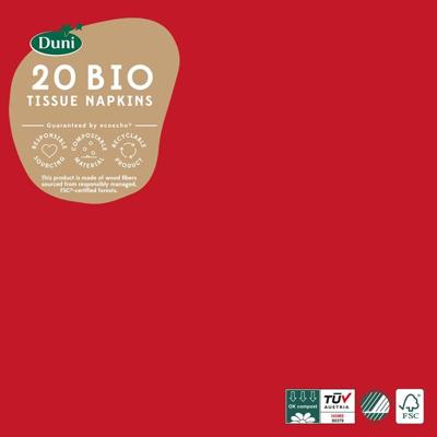 Duni 3-laags tissue servet 33x33cm rood 20 stuks