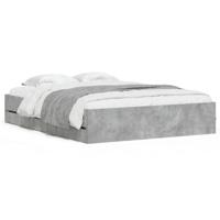 Bedframe met lades bewerkt hout betongrijs 150x200 cm - thumbnail