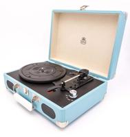 GPO SOHOBLU - Retro platenspeler - kofferplatenspeler - met ingebouwde speakers - lichtblauw - thumbnail