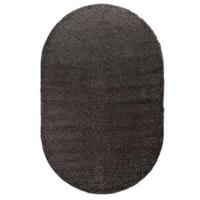 Tapeso Ovaal hoogpolig vloerkleed shaggy Trend effen - grijs - 300x400 - thumbnail