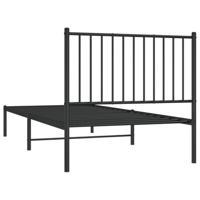 Bedframe met hoofdbord metaal zwart 90x200 cm - thumbnail