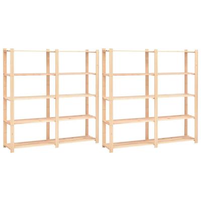 Opbergrekken 5-laags 2 st 170x38x170 cm grenenhout 500 kg