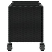 VidaXL Plantenbakken met wielen 2 st 107x32x38 cm poly rattan zwart - thumbnail