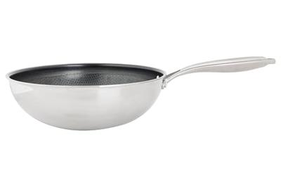 Wok - COSY & TRENDY - HEXAPRO - Roestvrij staal - Ø24 cm - Antiaanbaklaag - Geschikt voor alle kookplaten, inclusief inductie