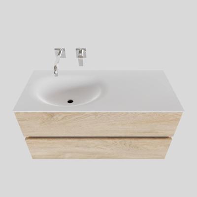 Badkamermeubel Solid Surface AQS Stockholm 100x46 cm Links Wood Washed Oak Boss & Wessing Badkamermeubel Solid Surface AQS Stockholm 100x46 cm Links Wood Washed Oak Boss & Wessing