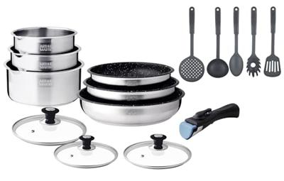 Inductiekookset - Arthur Martin - AM1275 - Roestvrij staal - 15-delig - Afneembare handgreep - Alle kookplaten inclusief inductie Inductiekookset - Arthur Martin - AM1275 - Roestvrij staal - 15-delig - Afneembare handgreep - Alle kookplaten inclusief inductie