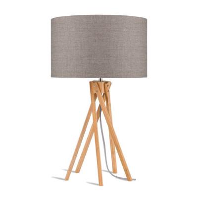 Good&Mojo Tafellamp 'Kilimanjaro' Bamboe en Eco linnen, kleur Donkerbeige