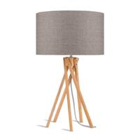 Good&Mojo Tafellamp 'Kilimanjaro' Bamboe en Eco linnen, kleur Donkerbeige - thumbnail