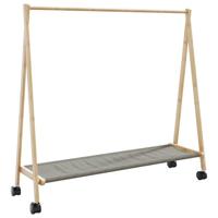 VidaXL Kledingrek met schappen en wielen 106x34x106,5 cm bamboe - thumbnail
