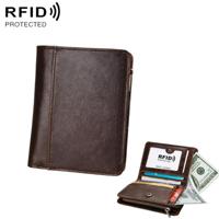 8231 Antimagnetic RFID Men Fashion Crazy Horse Textyure Genuine Leather Wallet Card Bag(Coffee) - thumbnail