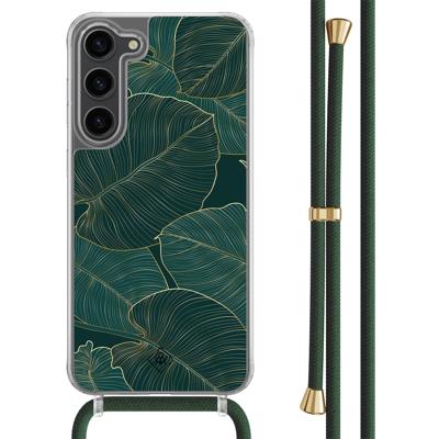 Samsung Galaxy S23 Plus hoesje met groen koord - Monstera leaves Samsung Galaxy S23 Plus hoesje met groen koord - Monstera leaves