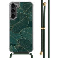 Samsung Galaxy S23 Plus hoesje met groen koord - Monstera leaves - thumbnail