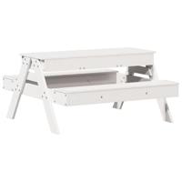 Picknicktafel met zandbak voor kinderen massief grenenhout wit - thumbnail