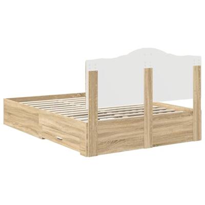 Bedframe met hoofdeinde Sonoma Eiken 140 x 200 cm Bewerkt hout