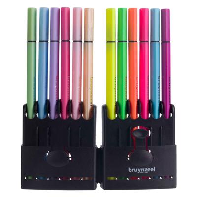 Bruynzeel fineliner set neon & pastel, 12 kleuren Bruynzeel fineliner set neon & pastel, 12 kleuren