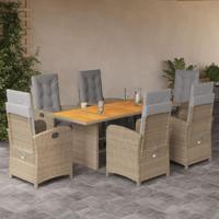 7-delige Tuinset met kussens poly rattan beige - thumbnail