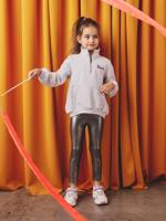 Set met sweater en metallic sportlegging voor meisjes gemêleerd grijs - thumbnail