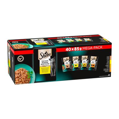 Sheba Mini Filets Gevogelte Selectie in saus natvoer kat (maaltijdzakjes, multipack) 2 verpakkingen (80 x 85 g)