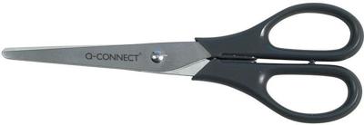 Q-CONNECT schaar, ft 18 cm, rechts en links, ronde punt, RVS, zwart, blister van 1 stuk