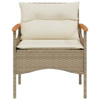 3-delige Loungeset met kussens poly rattan beige - thumbnail