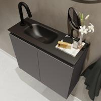 MONDIAZ TURE 60cm toiletmeubel dark grey. EDEN wastafel urban links 1 kraangat - thumbnail