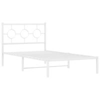 Bedframe met hoofdbord metaal wit 100x190 cm - thumbnail
