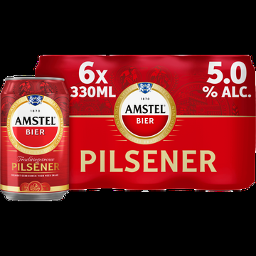 Amstel Pilsener Bier Blik 6 x 330ml bij Jumbo