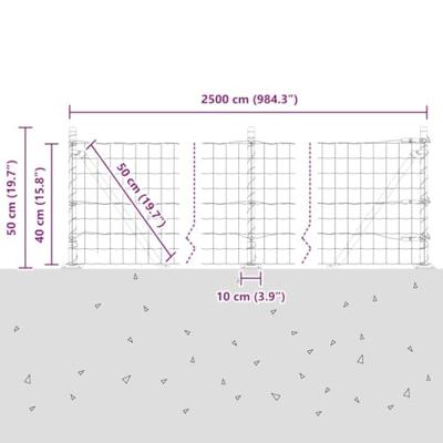 VidaXL Hek met paal zilver 0,4 x 25 m staal
