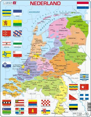 Larsen legpuzzel kaart nederland met provincies en vlaggen, 48st. Larsen legpuzzel kaart nederland met provincies en vlaggen, 48st.