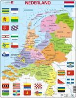 Larsen legpuzzel kaart nederland met provincies en vlaggen, 48st. - thumbnail