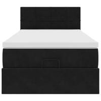 Ottoman bed met matras 100x200 cm fluweel zwart - thumbnail