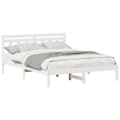 Bedframe met hoofdeinde Wit 160 x 200 cm Massief grenenhout Bedframe met hoofdeinde Wit 160 x 200 cm Massief grenenhout