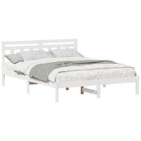Bedframe met hoofdeinde Wit 160 x 200 cm Massief grenenhout - thumbnail