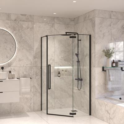 Vijfhoekige Douchecabine Sanivo Vigo 90x90x200 cm Mat Zwart