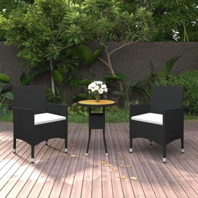 3-delige Tuinset poly rattan zwart