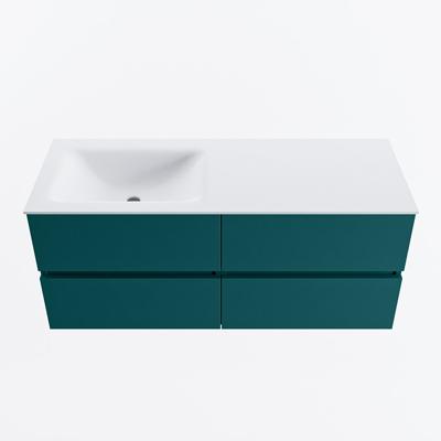 MONDIAZ VICA 120cm badmeubel onderkast Smag 4 lades. Wastafel CLOUD links zonder kraangat, kleur Talc.