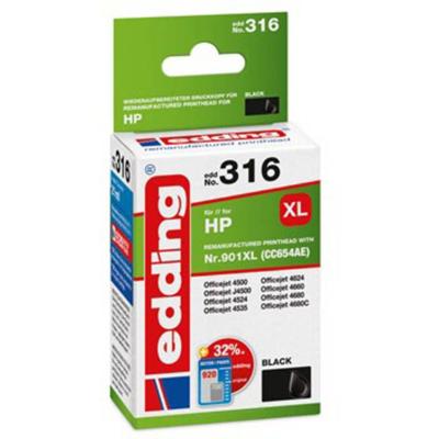 Edding Inktcartridge vervangt HP 901XL, CC654AE Compatibel Zwart EDD-316 18-316 Edding Inktcartridge vervangt HP 901XL, CC654AE Compatibel Zwart EDD-316 18-316