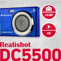 AgfaPhoto Realishot DC5500 Compacte digitale camera, 24 MP, 2,4 inch lcd-display, 8 x digitale zoom, 720p HD-video, extern SD-geheugen, lithiumbatterij, blauw - thumbnail