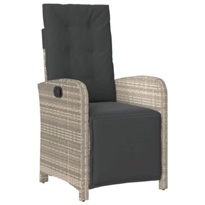 Tuinstoelen 2 st verstelbaar voetensteun poly rattan lichtgrijs - thumbnail