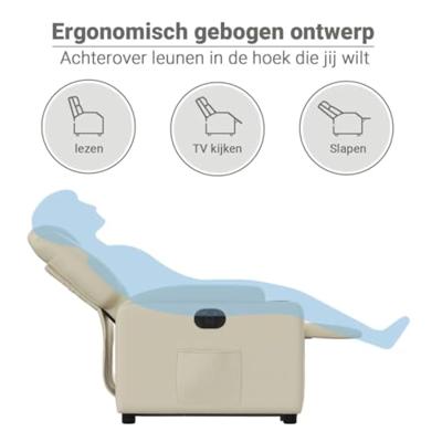 Sta-op-stoel elektrisch kunstleer crèmekleurig