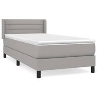 Boxspring met matras stof lichtgrijs 90x200 cm - thumbnail
