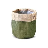 Sizo Waterdichte Plantenzak van Jute 11 cm Olijfgroen - thumbnail