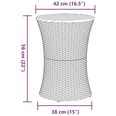 Tuinbijzettafel trommelvormig poly rattan en massief hout zwart