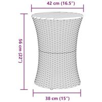 Tuinbijzettafel trommelvormig poly rattan en massief hout grijs - thumbnail