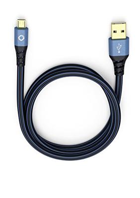 Oehlbach USB Plus Micro USB 2.0 [1x USB-A 2.0 stekker - 1x Micro-USB 2.0 B stekker] 0.50 m Blauw Vergulde steekcontacten