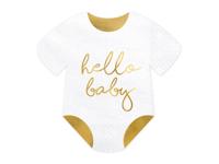 Servetten Geboorte Baby Rompertje Wit/Goud (20st) - thumbnail