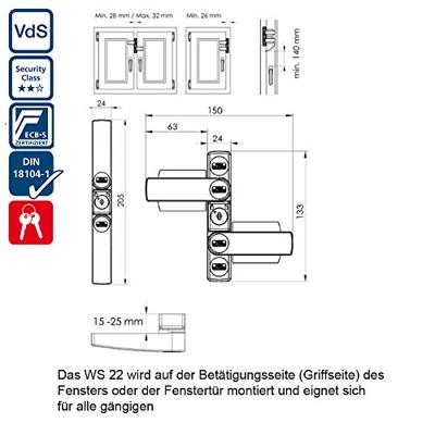 Burg Wächter Winsafe WS 22 W SB 38271 Raamvergrendeling Wit - thumbnail